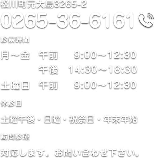 松川町元大島3265-2 TEL 0265-36-6161